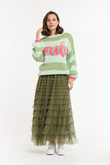 Tulle Long Skirt - Military