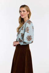 Madeleine Pintuck Top - Sky Blue Floral