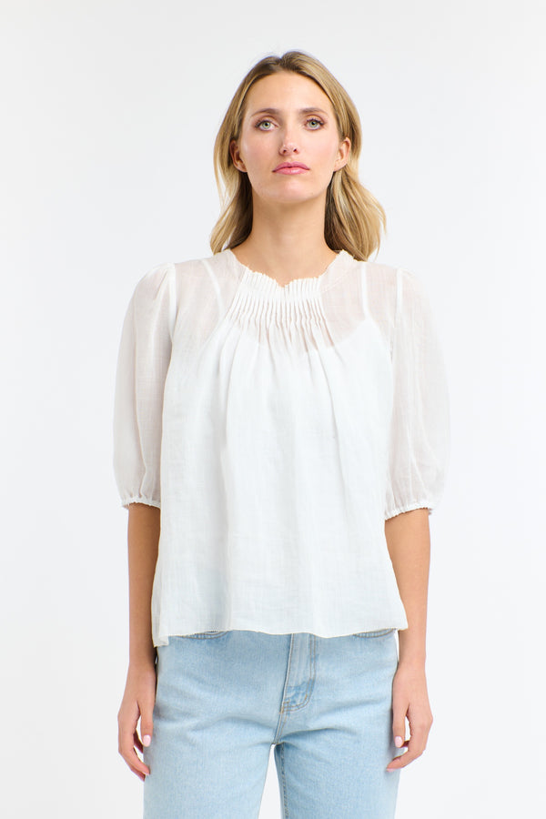 Ariel Pintuck Top - White