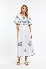 Boston Daisy Dress - White/Navy