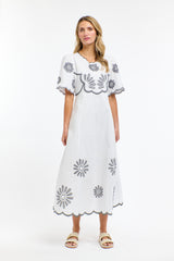 Boston Daisy Dress - White/Navy