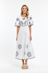 Boston Daisy Dress - White/Navy
