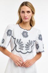 Boston Daisy Dress - White/Navy