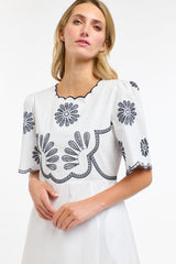 Boston Daisy Dress - White/Navy