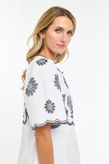 Boston Daisy Dress - White/Navy