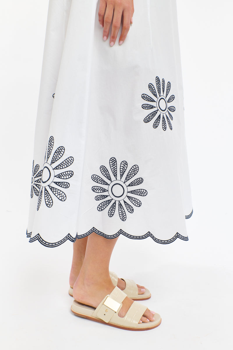 Boston Daisy Dress - White/Navy