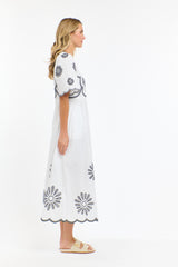 Boston Daisy Dress - White/Navy