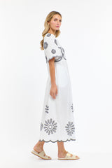 Boston Daisy Dress - White/Navy