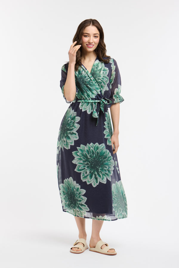 Flowers Dress - Blue/Green