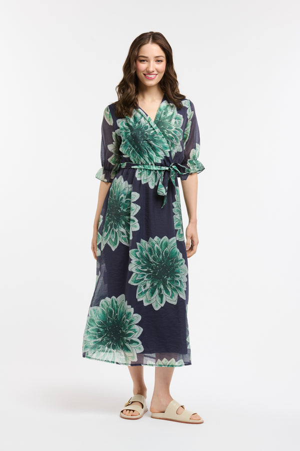 Flowers Dress - Blue/Green
