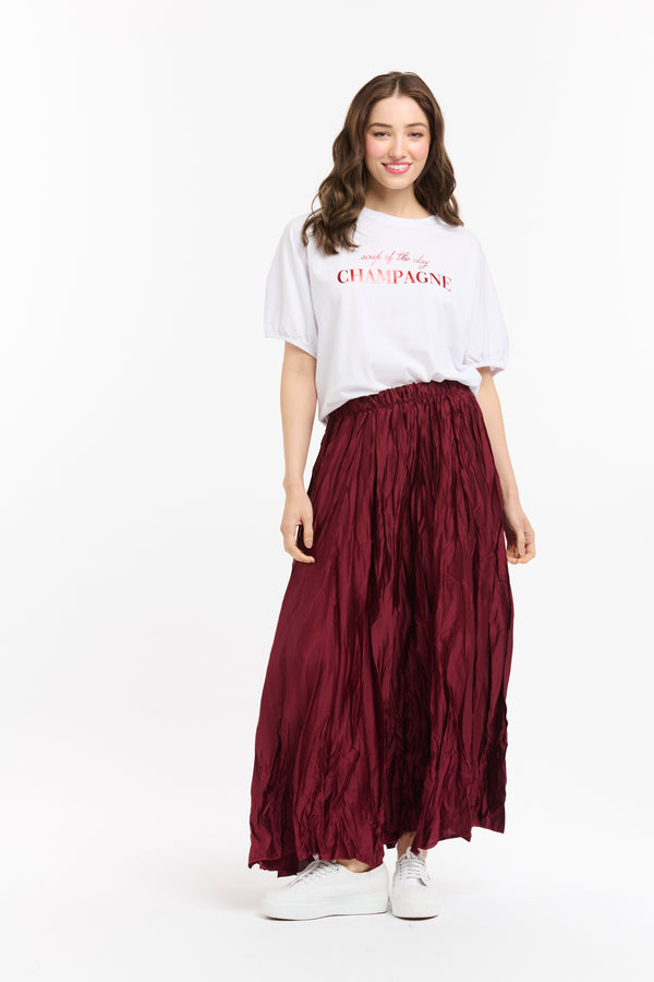 Crinkle Skirt - Burgundy