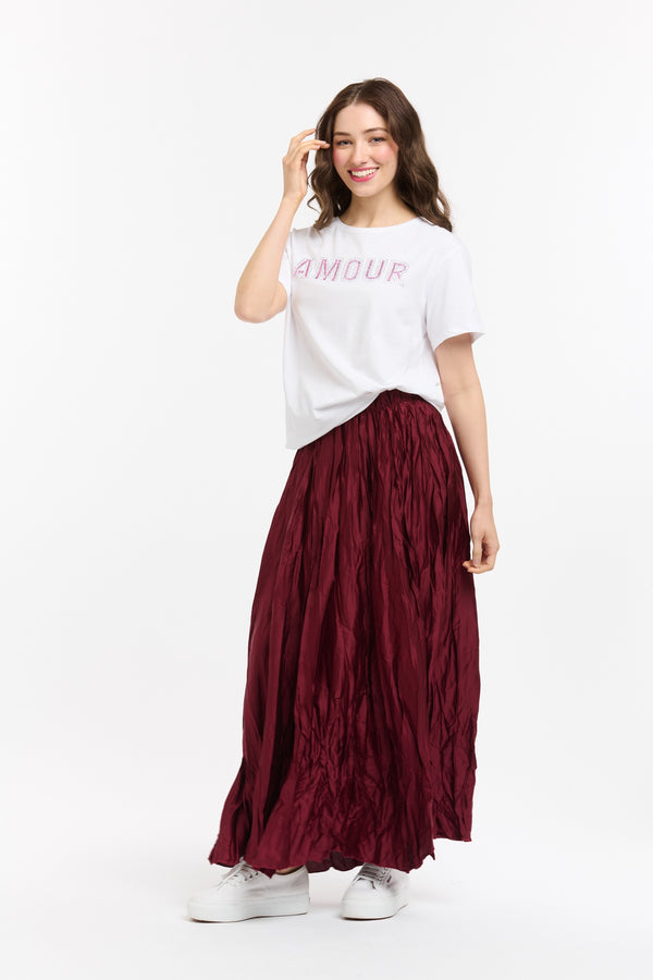 Crinkle Skirt - Burgundy