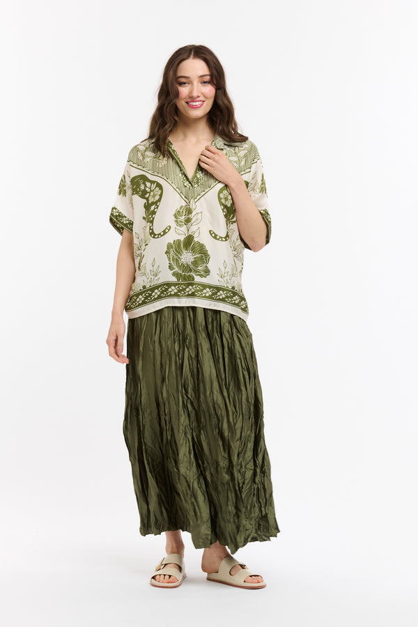 Crinkle Skirt - Military