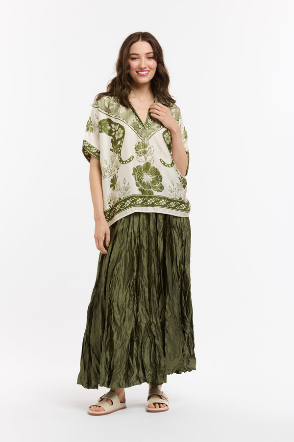 Panther Viscose Top - Khaki