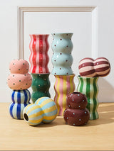 Palma Vase Tonal Green Stripe