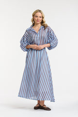 Striped Midi Skirt - Choco/Blue