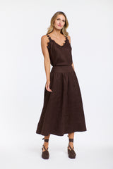 Marion Linen Skirt - Chocolate