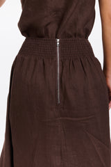 Marion Linen Skirt - Chocolate