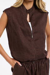 Mara Linen Zip Top