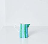 Ceramic Milk Jug | Green & Cornflower Stripes