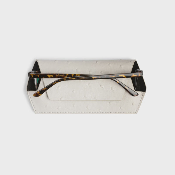 Fox and Leo glasses case Ostrich Print - Stone