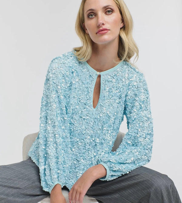 Elsa Sequins Top - Ice Blue
