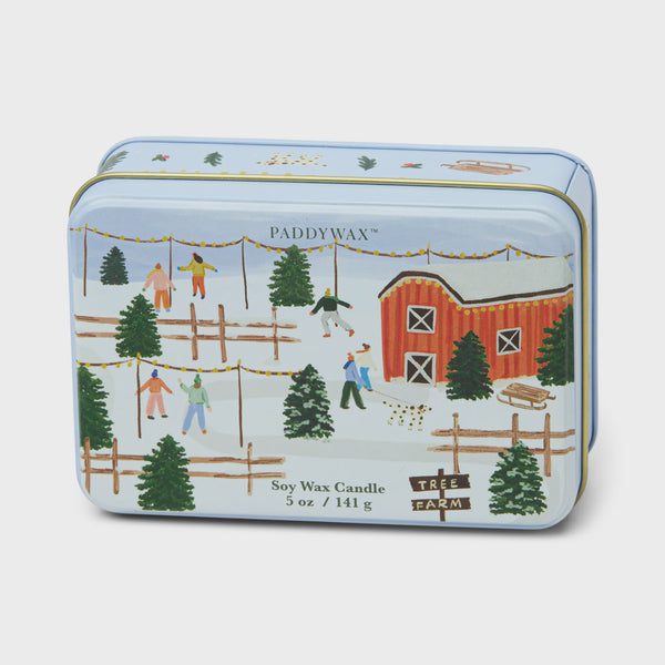 5oz Matte Printed Tin with Tree Farm Scene - Vanilla Bean - Tobacco and Pine