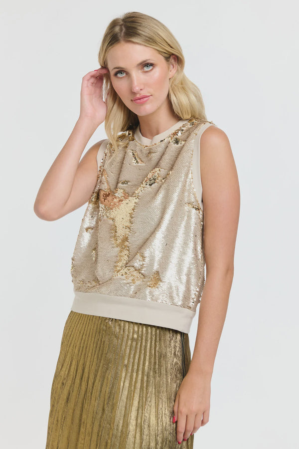 Sequins Tank - Pearl/Gold