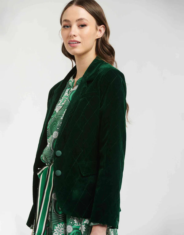 Velvet Duchess Jacket - Hunter Green
