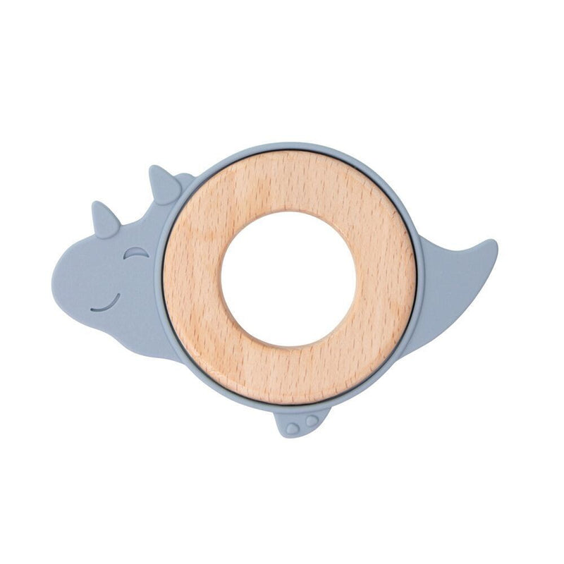 Dinosaur Wood & Silicone Teether - Grey