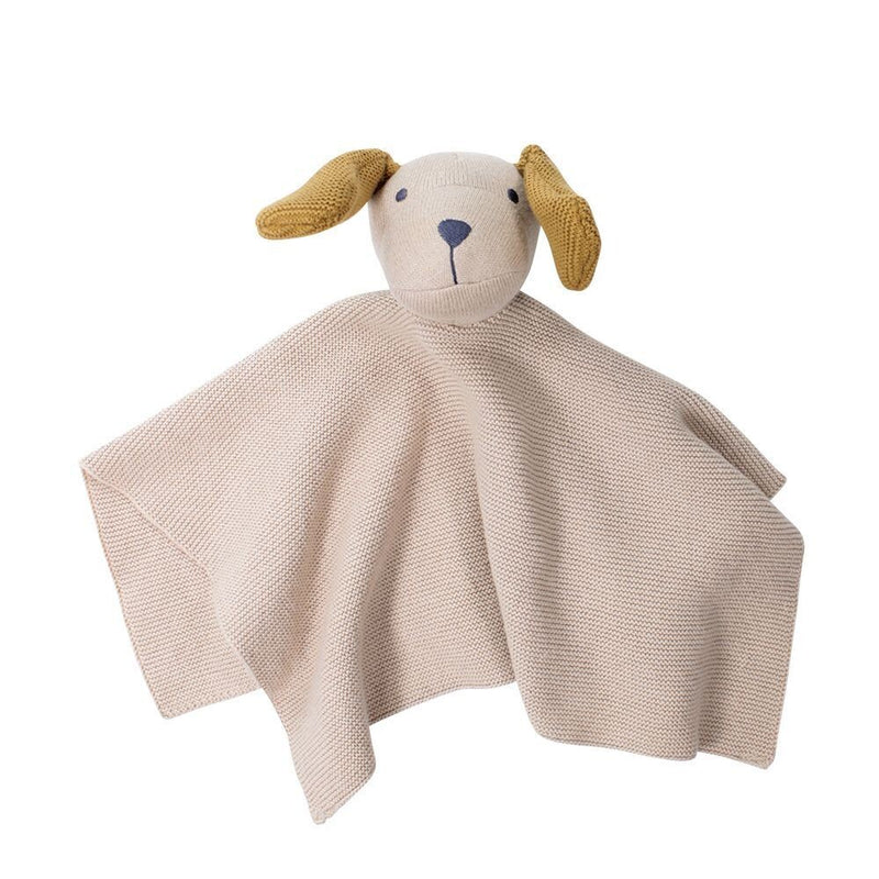 Puppy Knitted Rattle Comforter - Rice