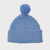 Peppi Rib Cotton Knit Hat Pom - Blue