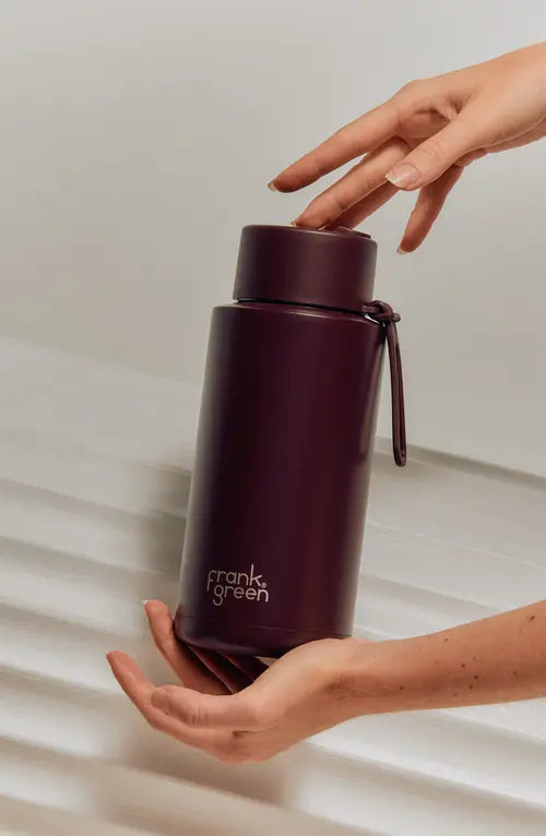 Ceramic Reusable Bottle with Straw Lid 1L - Chocolate