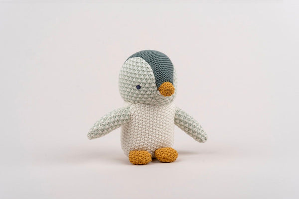 Pingu Cotton Knit Penguin Toy - Sage