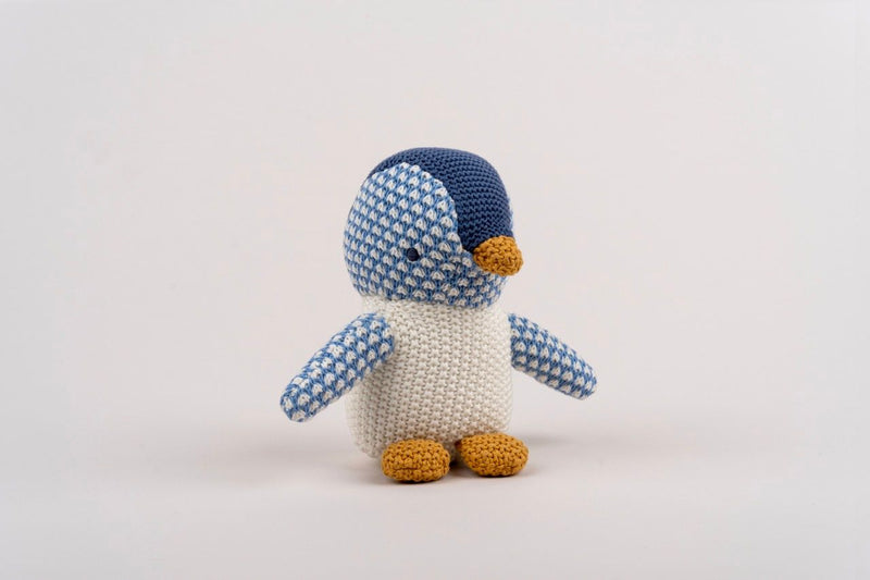 Pingu Cotton Knit Penguin Toy - Blue