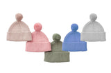 Peppi Rib Cotton Knit Hat Pom - Blue