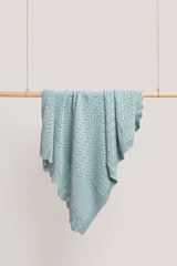Mica Chevron Pointelle Blanket - Duck Egg