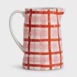 Medium Ceramic Jug | Rose Pink & Red Gingham