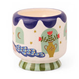 Adopo 8 oz Peacock Ceramic Candle Misted Lime