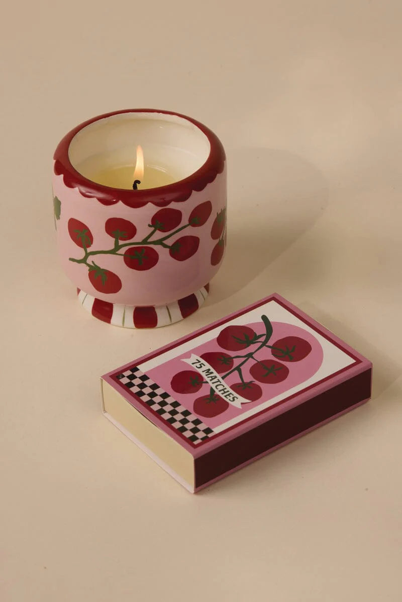 Adopo 8 oz Tomato Vine Ceramic Candle Heirloom Tomato