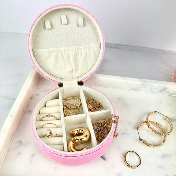 Round Jewellery Case - Berry
