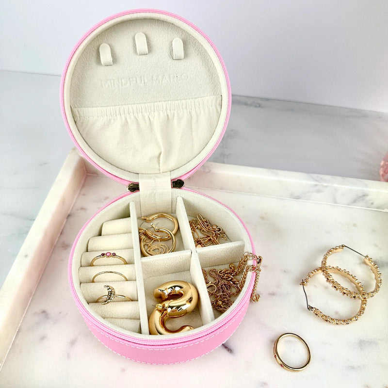 Round Jewellery Case - Berry
