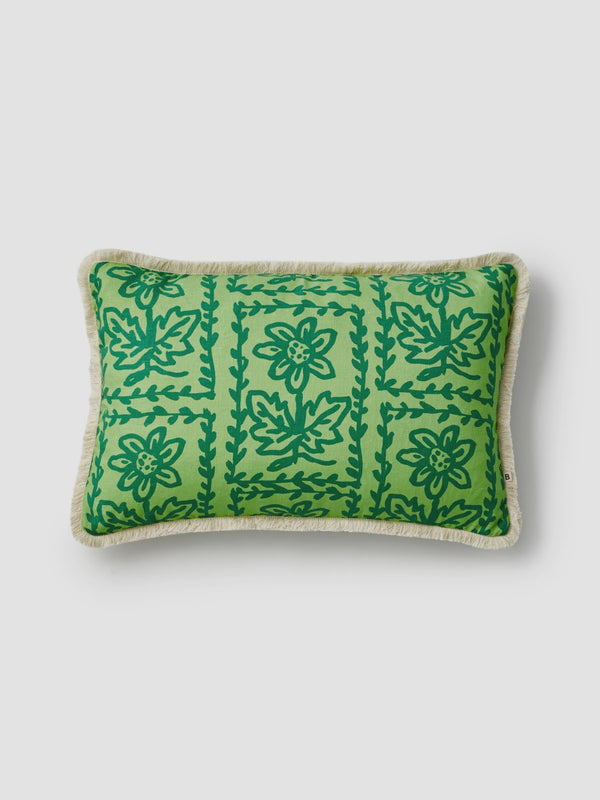 Daisy Verde Linen Cushion