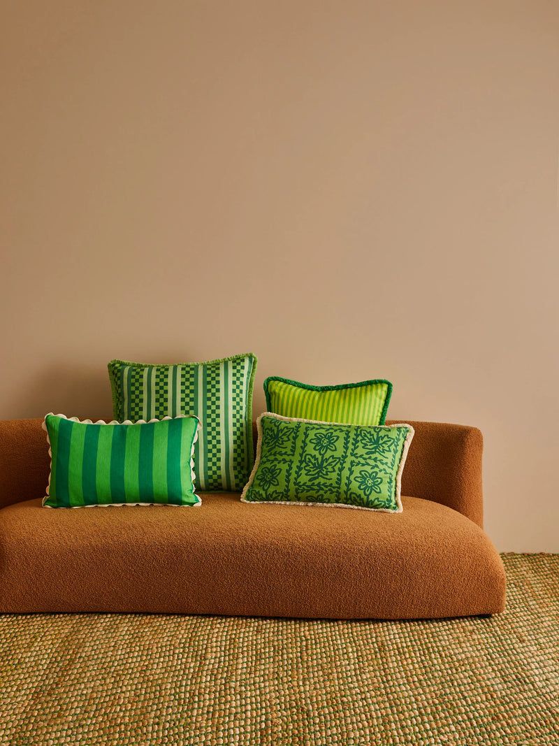 Daisy Verde Linen Cushion