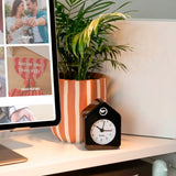 Mini House Alarm Clock Black and White - Metal
