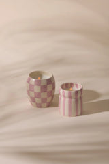 Cabana 6.5oz Lavender Striped Ceramic Candle Grecian Sand