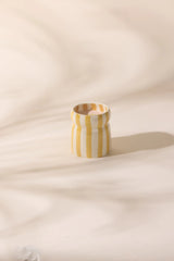 Cabana 6.5oz Ochre Striped Ceramic Candle Gold Coast