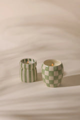 Cabana 6.5oz Sage Striped Ceramic Candle Bora Bora