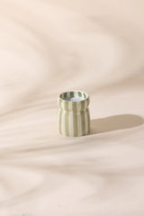 Cabana 6.5oz Sage Striped Ceramic Candle Bora Bora