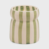 Cabana 6.5oz Sage Striped Ceramic Candle Bora Bora